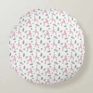 Coussins Ronds Cadeau d'oreiller de Noël motif caniche rose paste