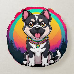 Coussins Ronds Cadeau drôle de chien de dessin animé pour amateur