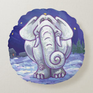 Coussins Ronds Cadeau Eléphant blanc mignon
