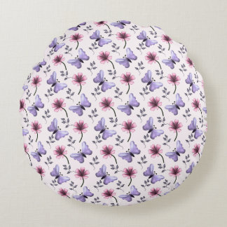 Coussins Ronds Cadeau floral papillon de printemps