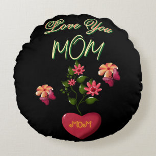 Coussins Ronds Cadeau floral personnalisé et sur mesure pour la f