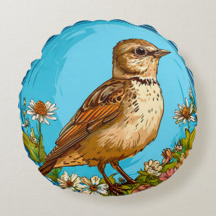 Coussins Ronds Cadeau inspiré de la nature florale de l'Alouette