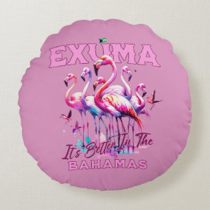 Coussins Ronds Cadeau souvenir Bahamas : Exuma Bahamas Flamant ro