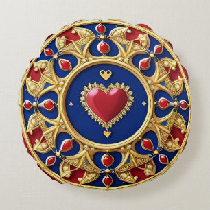 Coussins Ronds Cadre de cœur doré luxueux