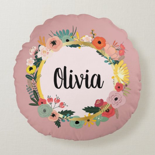 Coussins Ronds Cadre fleuri vintage Boho (Devant)