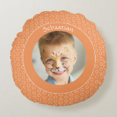 Coussins Ronds Cadre photo orange personnalisé (Devant)