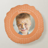 Coussins Ronds Cadre photo orange personnalisé (Dos)
