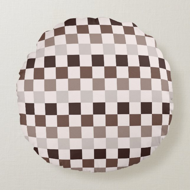 Coussins Ronds Cafe Au Lait checkerboard pattern (Devant)