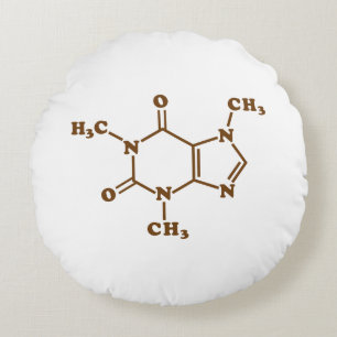 Coussins Ronds Café caféine Formule chimique moléculaire