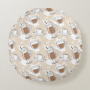 Coussins Ronds Café, motif doux