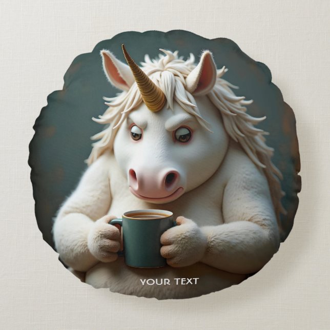 Coussins Ronds Café Unicorne Imaginaire mignon Wacky (Devant)