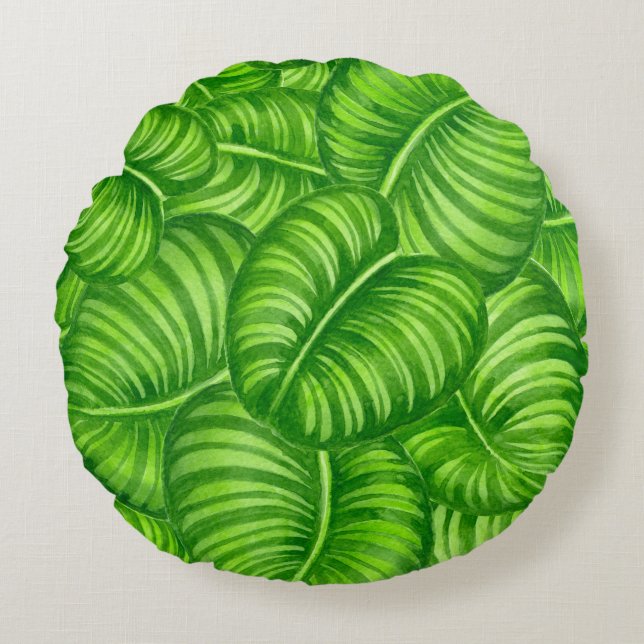 Coussins Ronds Calathea feuille (Devant)