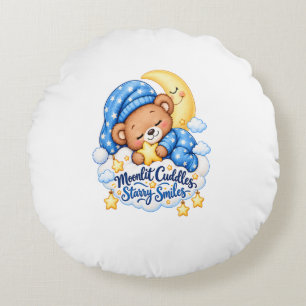 Coussins Ronds Câlins au Clair de Lune Sourires Étoilés Doux Tedd