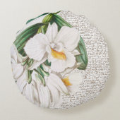Coussins Ronds Calligraphie blanche des orchidées (Dos)