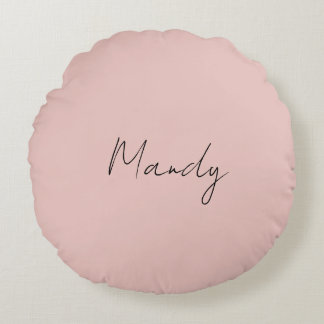 Coussins Ronds Calligraphie Élégant Rose Or Plaine Nom simple