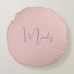 Coussins Ronds Calligraphie Élégant Rose Or Plaine Nom simple