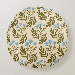 Coussins Ronds Calme et Naturel : motif sans couture à fleurs ble