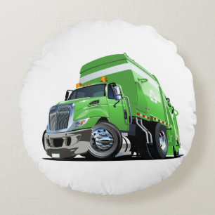 Coussins Ronds Camion à ordures de dessin