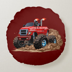 Coussins Ronds Camion monstre de dessin animé