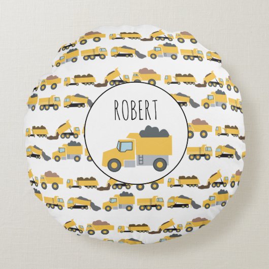 Coussins Ronds Camions de construction Camions de construction (Devant)