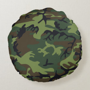 Coussins Ronds Camo Militaire Forêt Verte