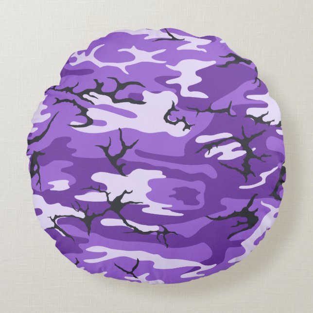 Coussins Ronds Camo violet (Devant)
