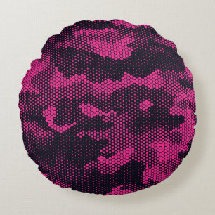 Coussins Ronds Camouflage hexagonal, texture militaire arrière -