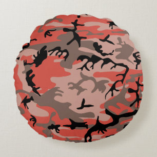 Coussins Ronds Camouflage rouge et Brown, Armée