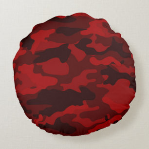 Coussins Ronds Camouflage rouge foncé