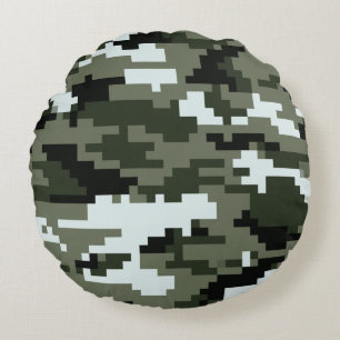 Coussins Ronds Camouflage urbain numérique à 8 bits / Camo