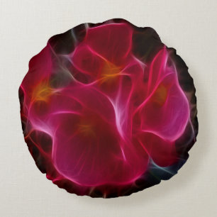 Coussins Ronds Canapé Lit Rouge Rose Fleur Abstrait