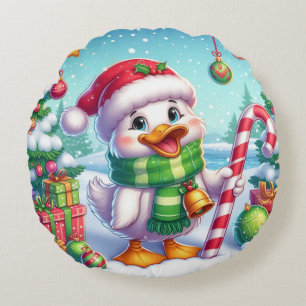 Coussins Ronds Canard de Noël coloré mignon