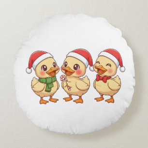 Coussins Ronds Canards de Noël Kawaii Mignons Fêtes de fin d'an