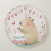 Coussins Ronds Capybara Anniversaire Bash Round Jeu d'oreiller (Dos)