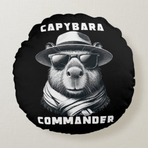 Coussins Ronds Capybara avec lunettes de soleil Capy Commander