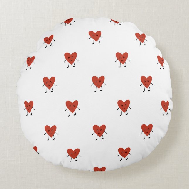 Coussins Ronds Caractère de cœurs (Devant)
