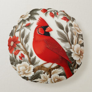 Coussins Ronds Cardinal du Nord Oiseau Belle Flore