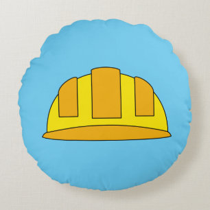 Coussins Ronds Caricature de Casquette dur jaune