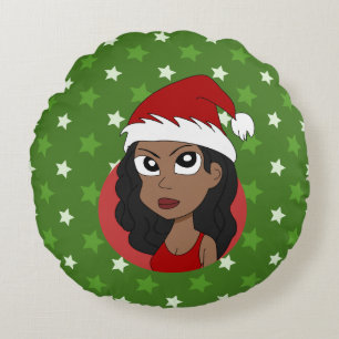 Coussins Ronds Caricature pour fille de Noël