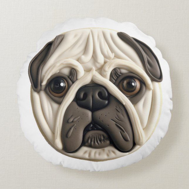 Coussins Ronds Carlin Chien 3D inspiré (Devant)