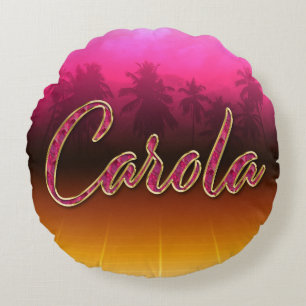 Coussins Ronds Carola prénom nom oreiller rose doré