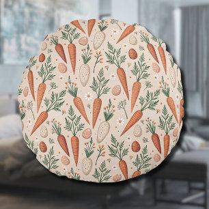 Coussins Ronds Carottes élégantes vintage avec fleurs et petit œu