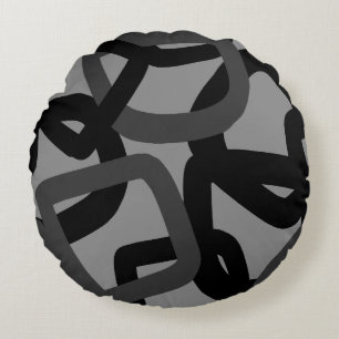 Coussins Ronds Carré Tangle noir et gris charbon