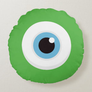 Coussins Ronds Carreau d'oeil de monstre - en rond et vert