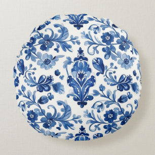 Coussins Ronds Carreau floral bleu portugais vintage