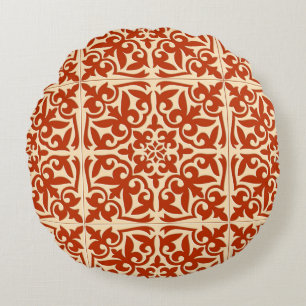 Coussins Ronds Carreau marocain - corail orange et pêche