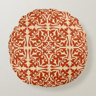 Coussins Ronds Carreau marocain - orange corail et pêche