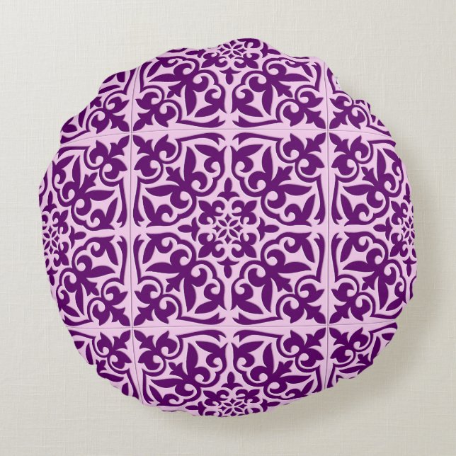 Coussins Ronds Carreau marocain - violet et orchidée (Dos)