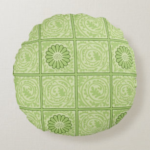 Coussins Ronds Carreau motif vert de William Morris Diaper