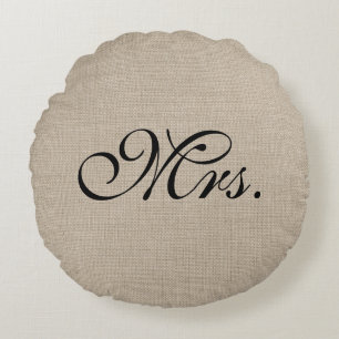 Coussins Ronds Carreau noir de Mme Burlap Round